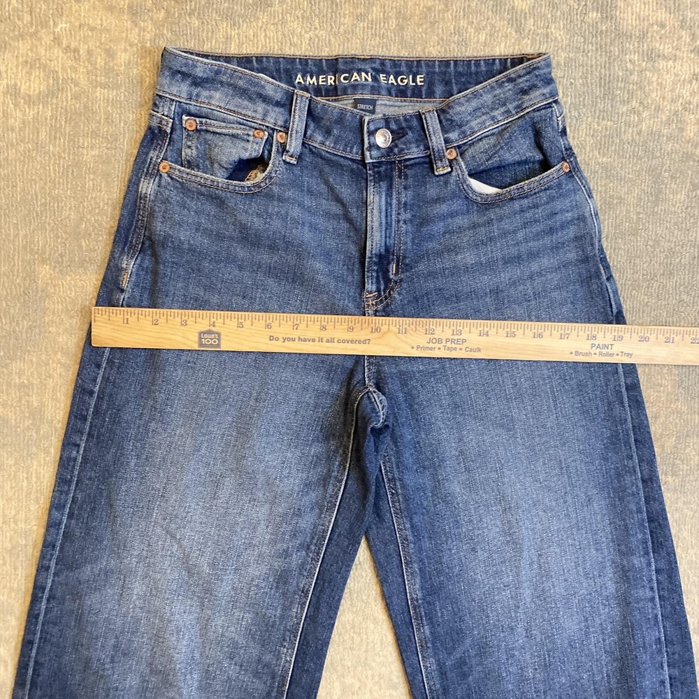 American Eagle Super High-Rise Baggy Wide Leg Jeans Womens 2 Short Blue Denim - Picture 11 of 14